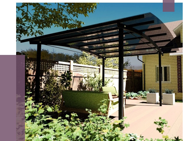 Навесы для террасы в Батайске от 12904 руб. под ключ | ПРОЛЁТ-Бтс